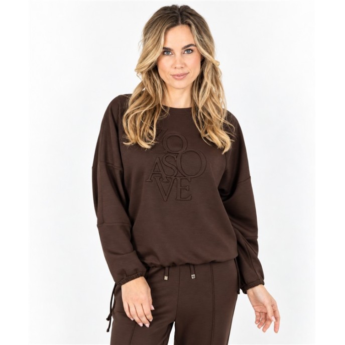 Sweater tekst 3D - Espresso